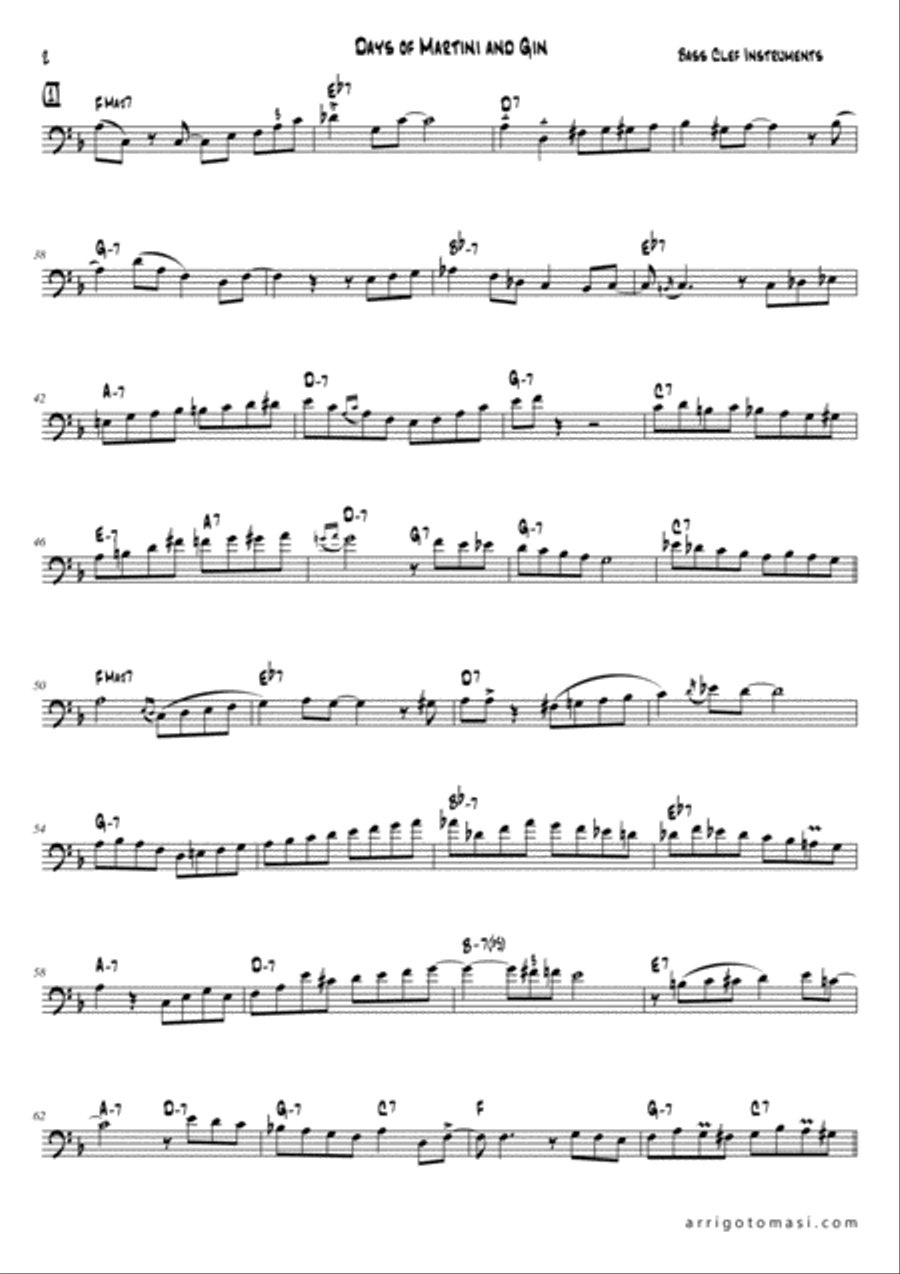 Melodic Jazz Improvisation Series: Days of Martini and Gin (Bass Clef instruments) Bassoon scores gallery preview page 2