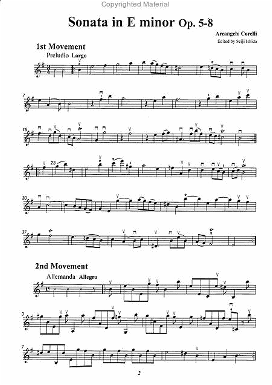 Sonata in E minor, Op. 5-8 Violin scores gallery preview page 2