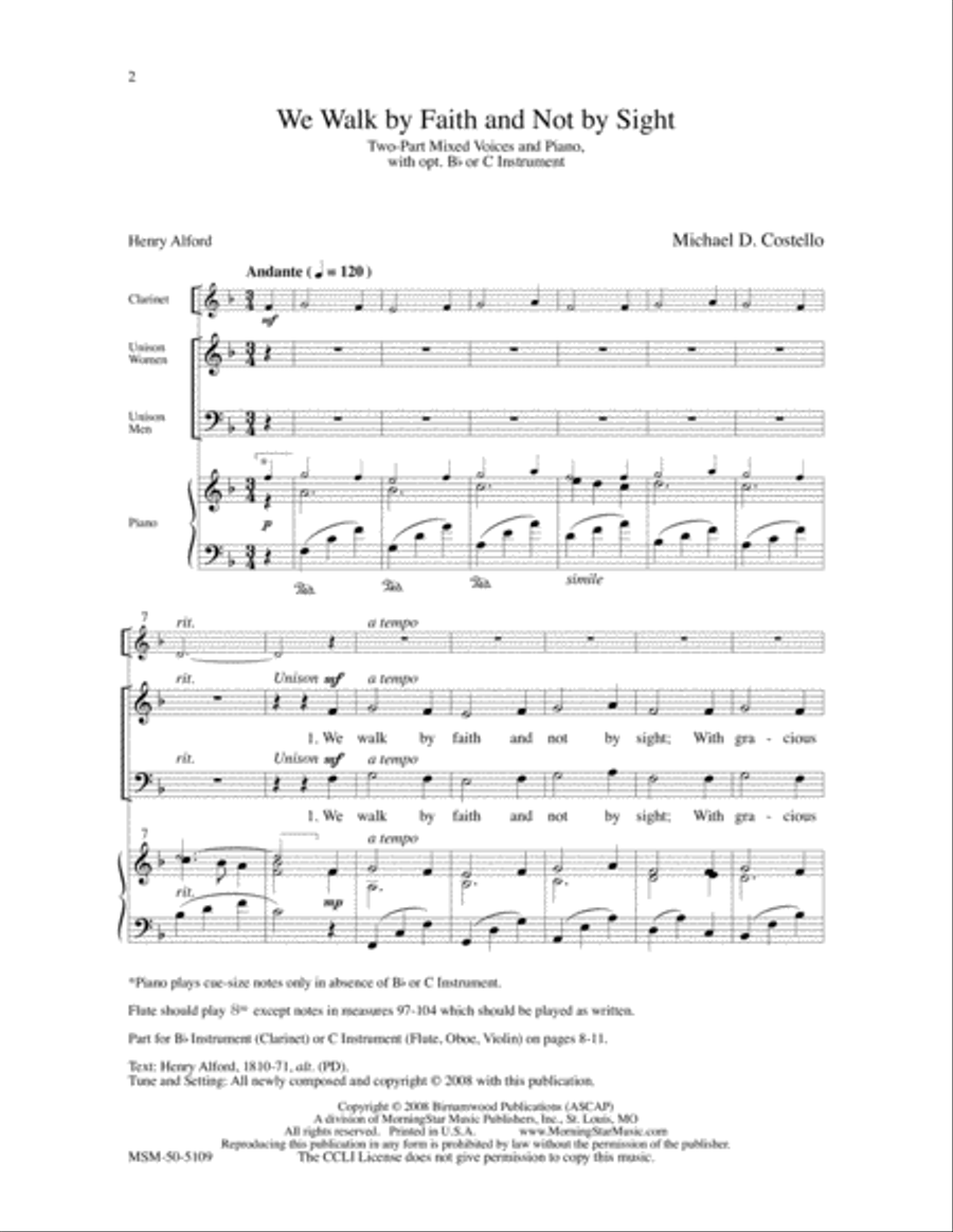 We Walk by Faith and Not by Sight 2-Part scores gallery preview page 2