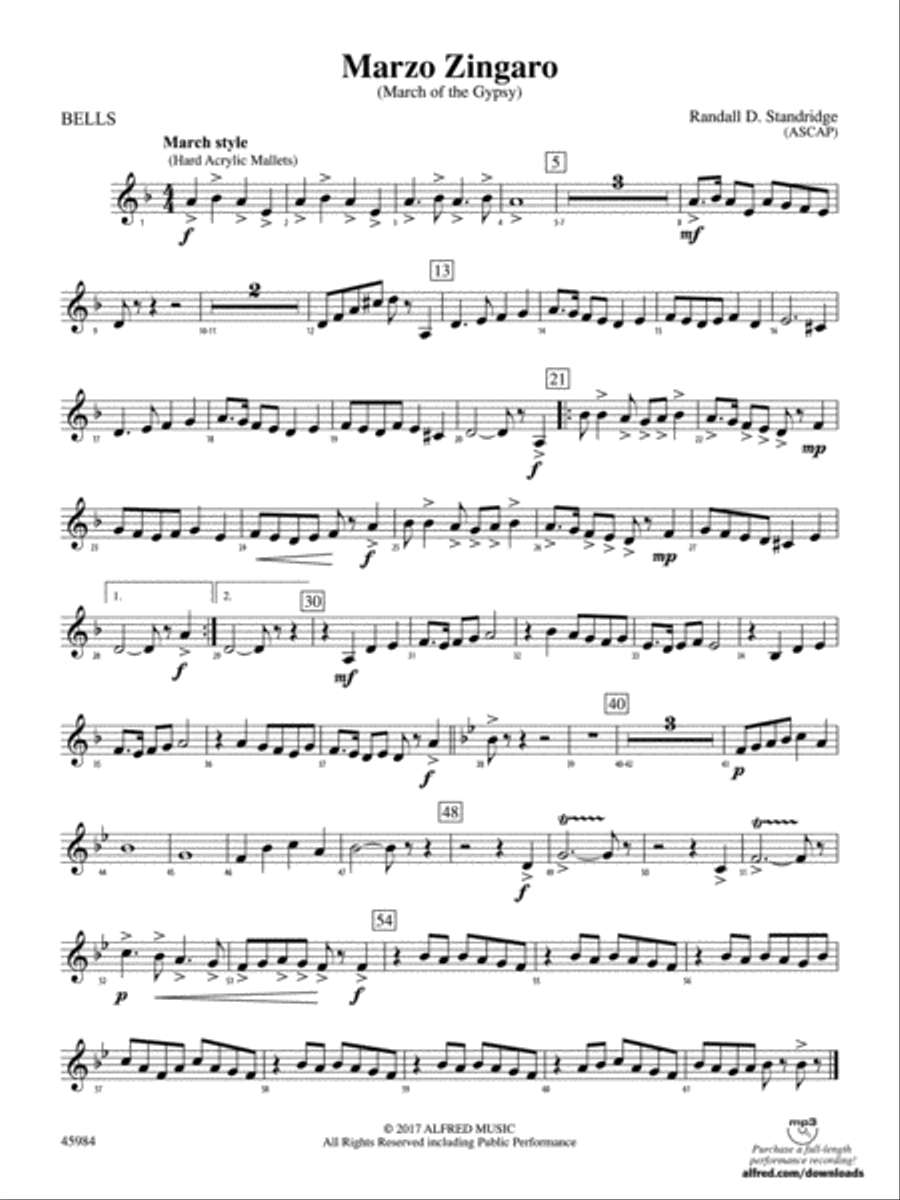 Marzo Zingaro: Bells Concert Band scores gallery preview page 1