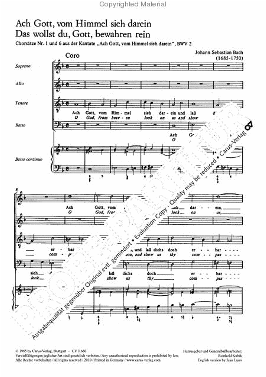 Bach: Ach Gott, vom Himmel; Das wollst du Score scores gallery preview page 2
