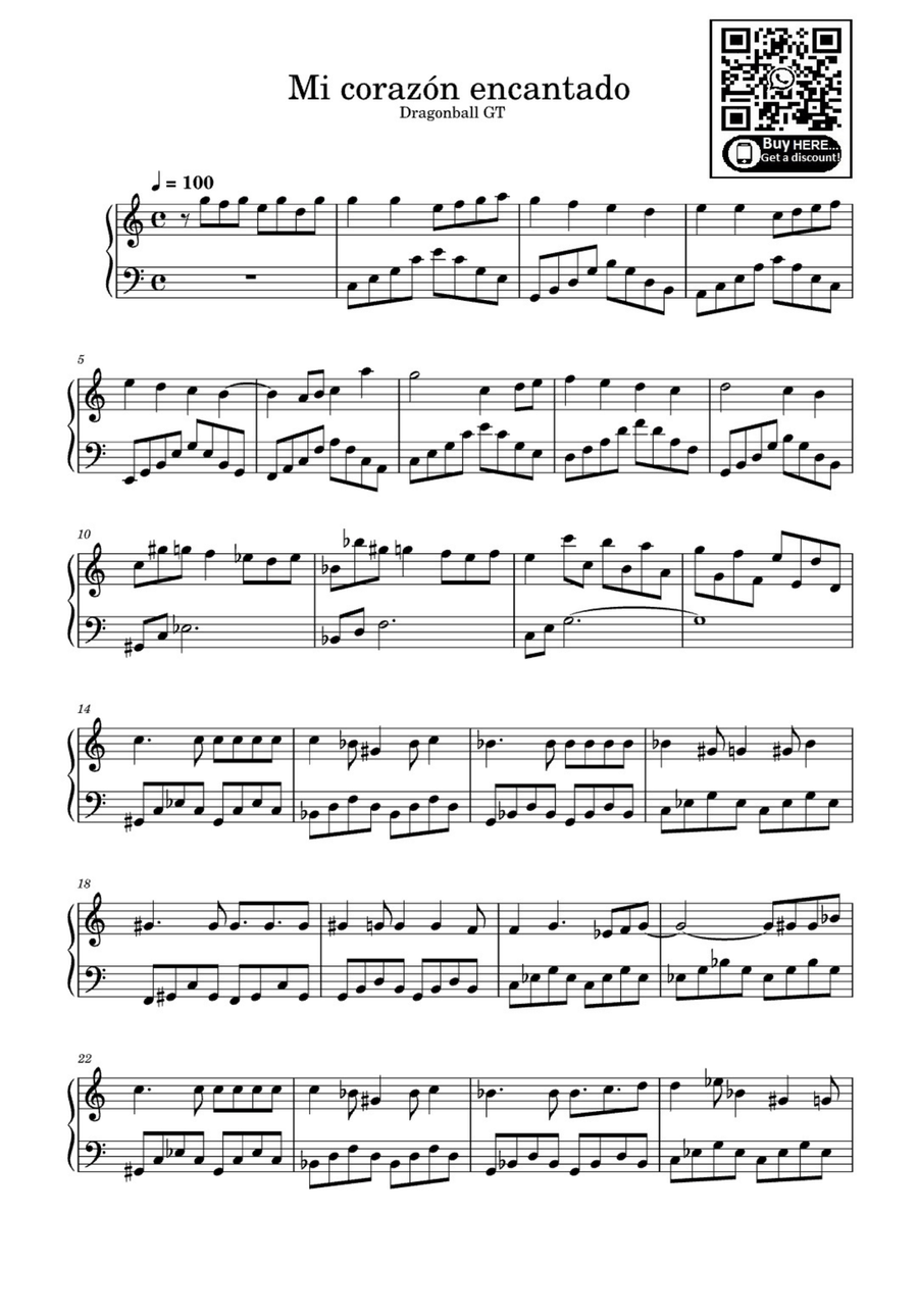 Dragon Ball Z Opening Theme Easy Piano scores gallery preview page 1