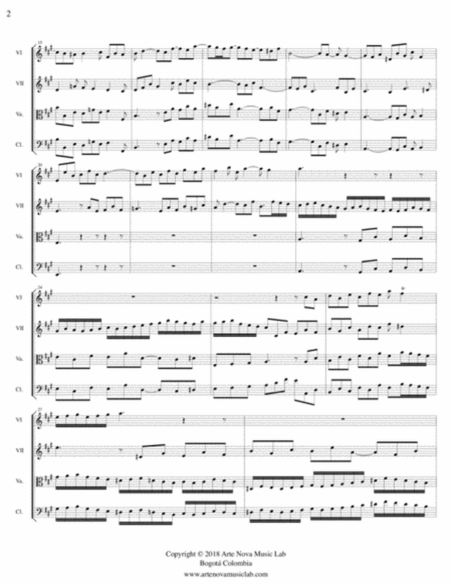 Fugue No 19 in A major BWV 864 - String Quartet image number null