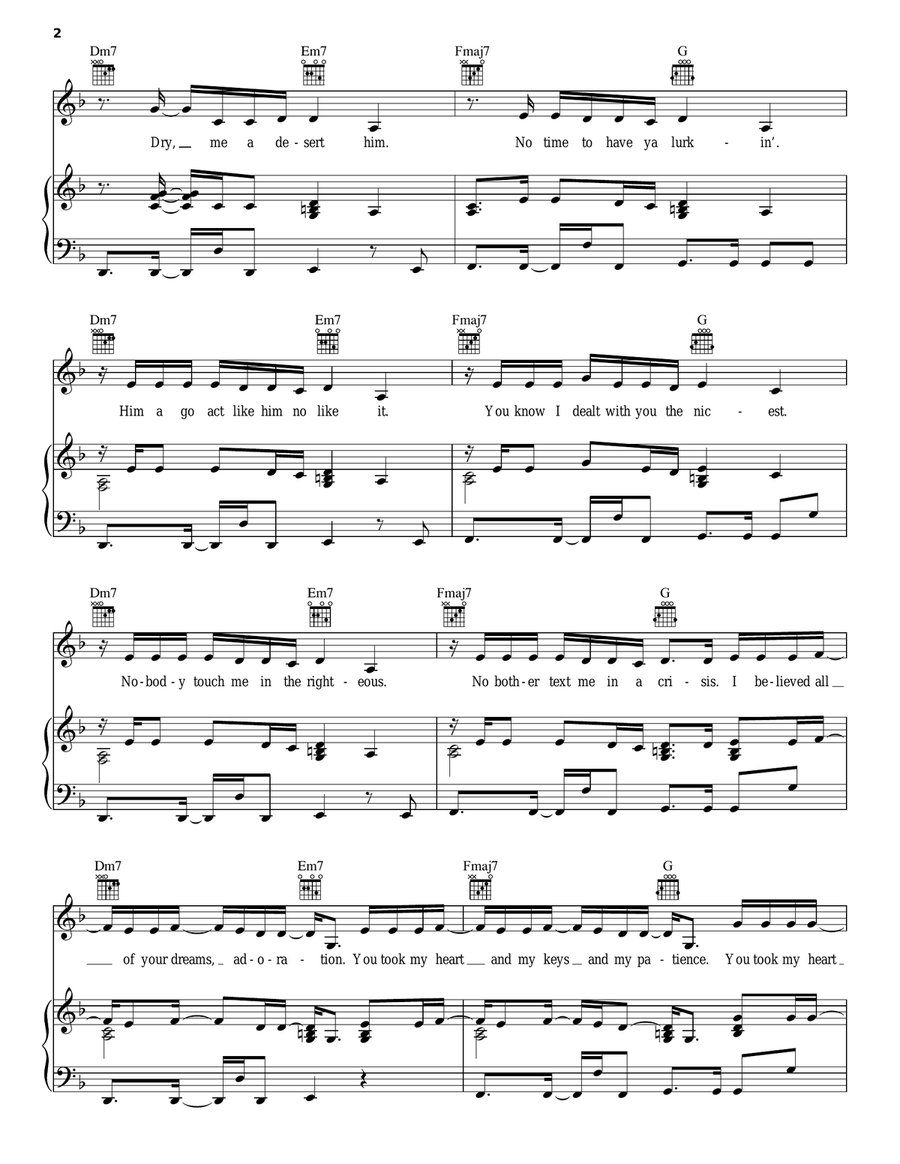 Work Piano, Vocal, Guitar scores gallery preview page 2
