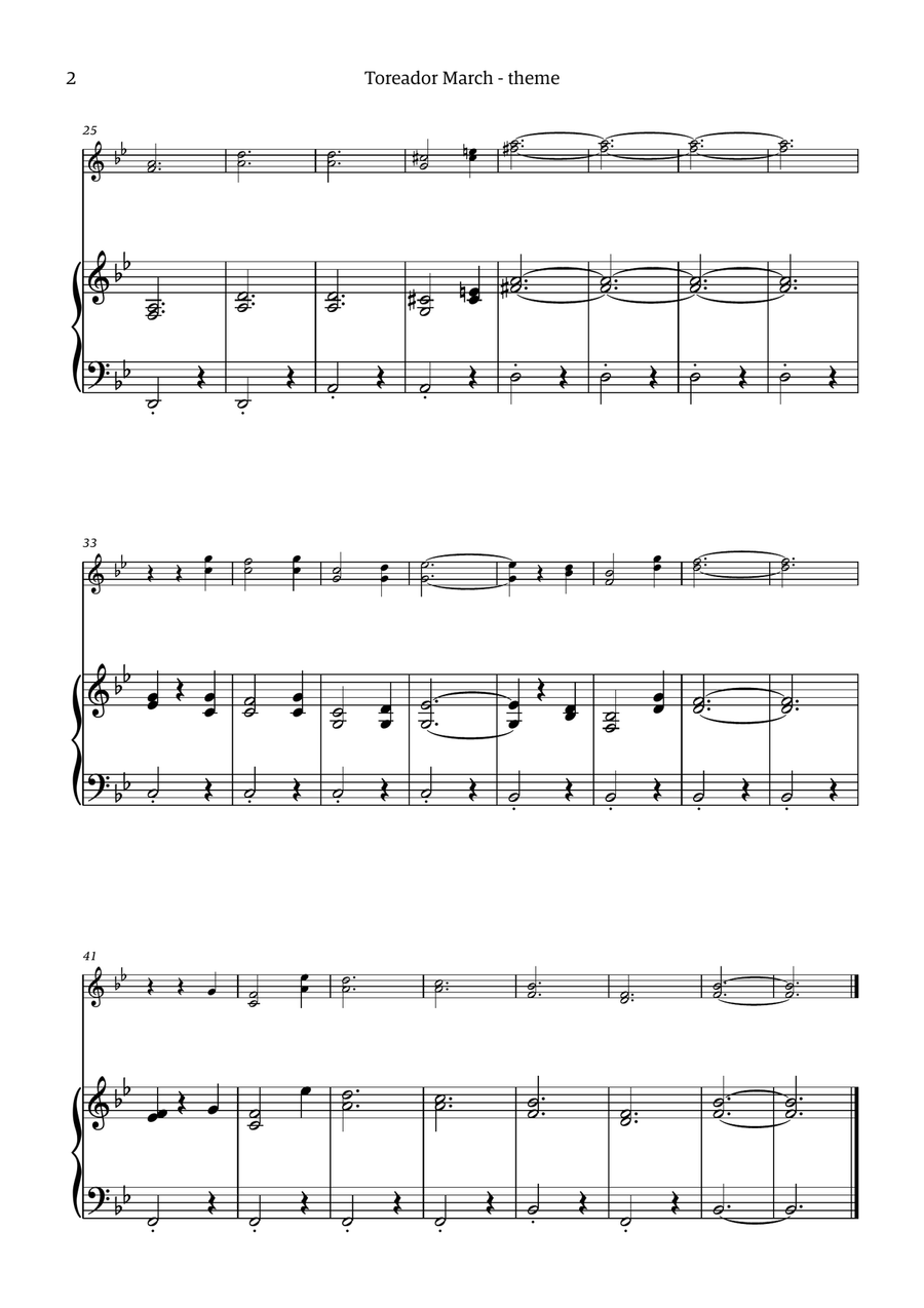 Toreador March (from the opera Carmen) - easy version Chamber Music scores gallery preview page 2