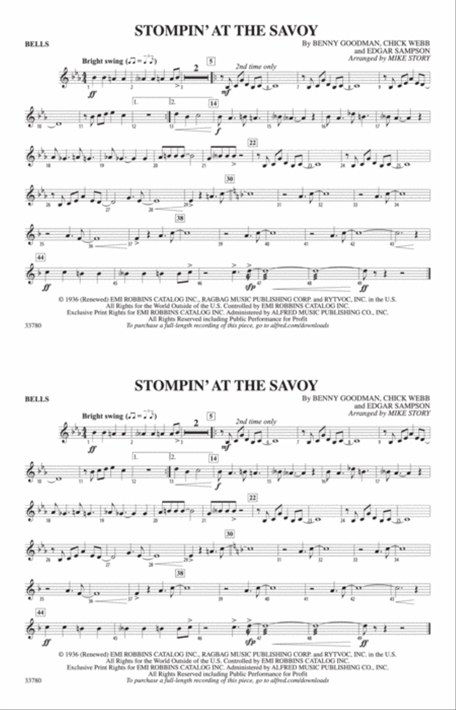 Stompin' at the Savoy: Bells Marching Band scores gallery preview page 1