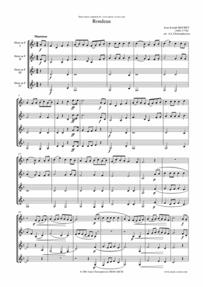 Book cover for Rondeau - Bridal Fanfare - French Horn Quartet - F major.