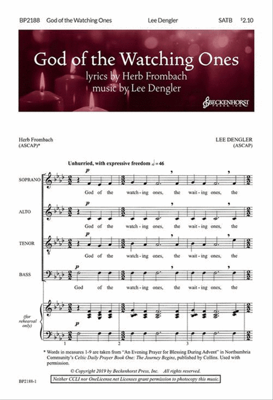 God of the Watching Ones God of the Watching Ones 4-Part scores gallery preview page 1
