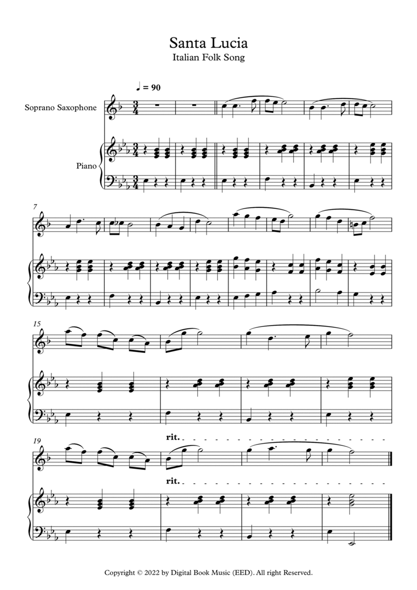 Santa Lucia - Italian Folk Song (Soprano Sax + Piano) image number null