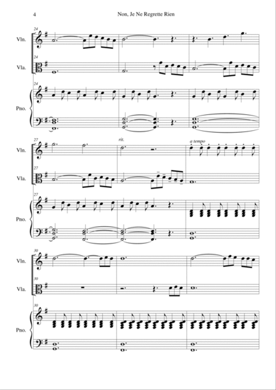 Non, Je Ne Regrette Rien Viola scores gallery preview page 4