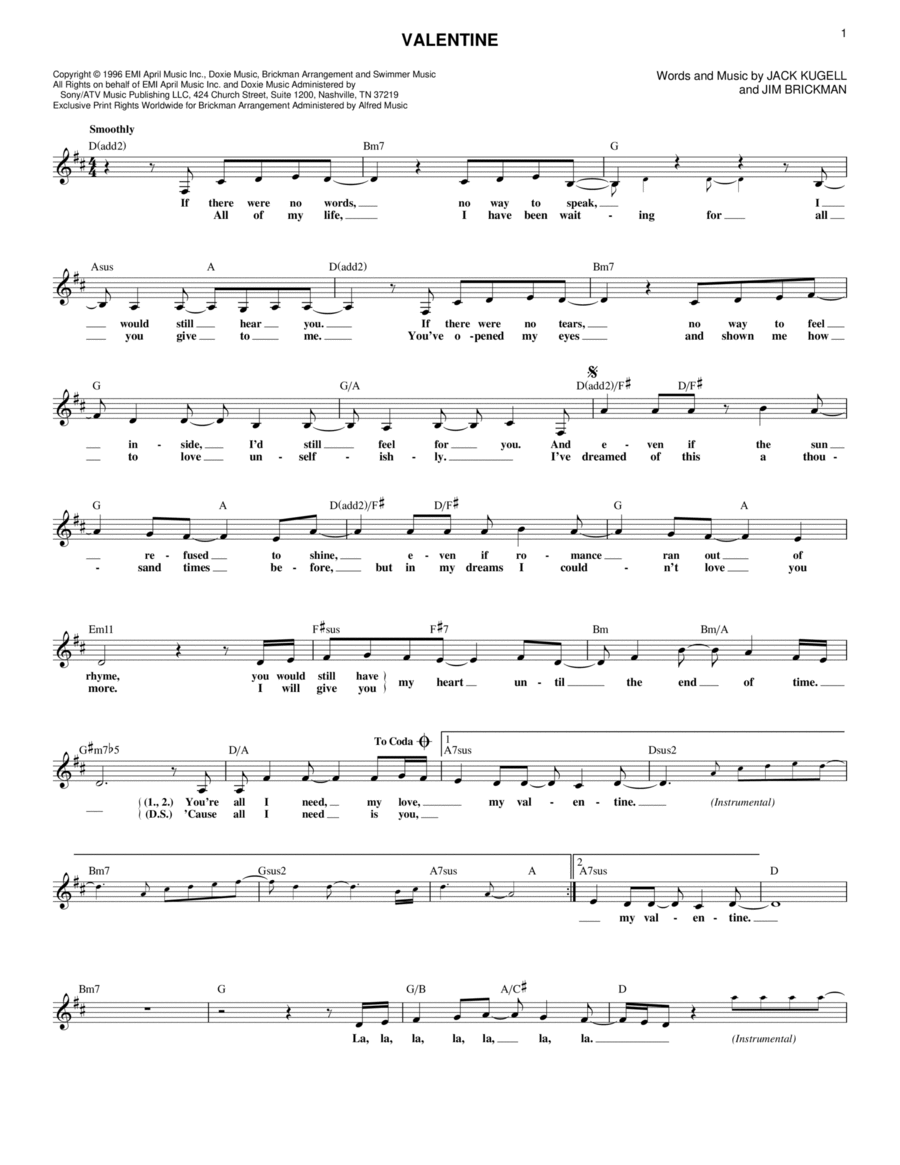 Valentine Piano scores gallery preview page 1