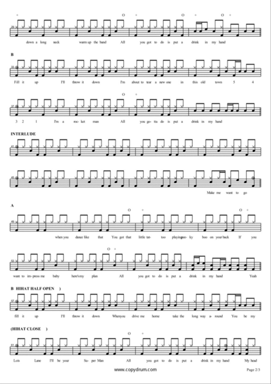 Drink In My Hand Drum Set scores gallery preview page 2
