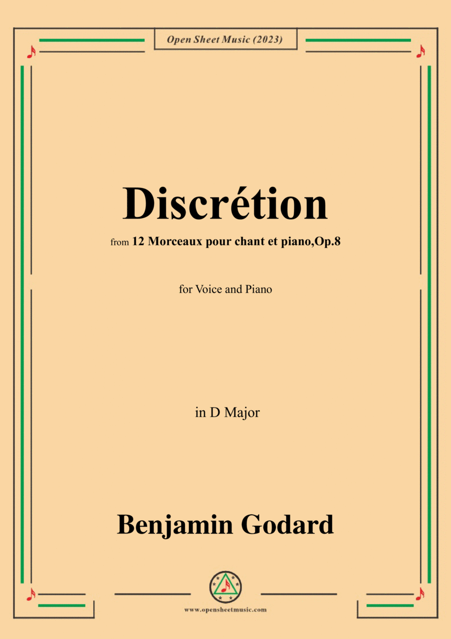 B. Godard-Discrétion,in D Major,Op.8 No.4 Voice scores gallery preview page 1