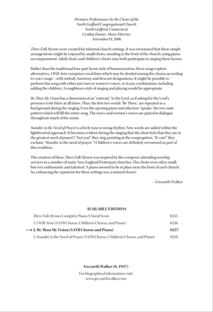 Be Thou My Vision from Three Folk Hymns 4-Part scores gallery preview page 2