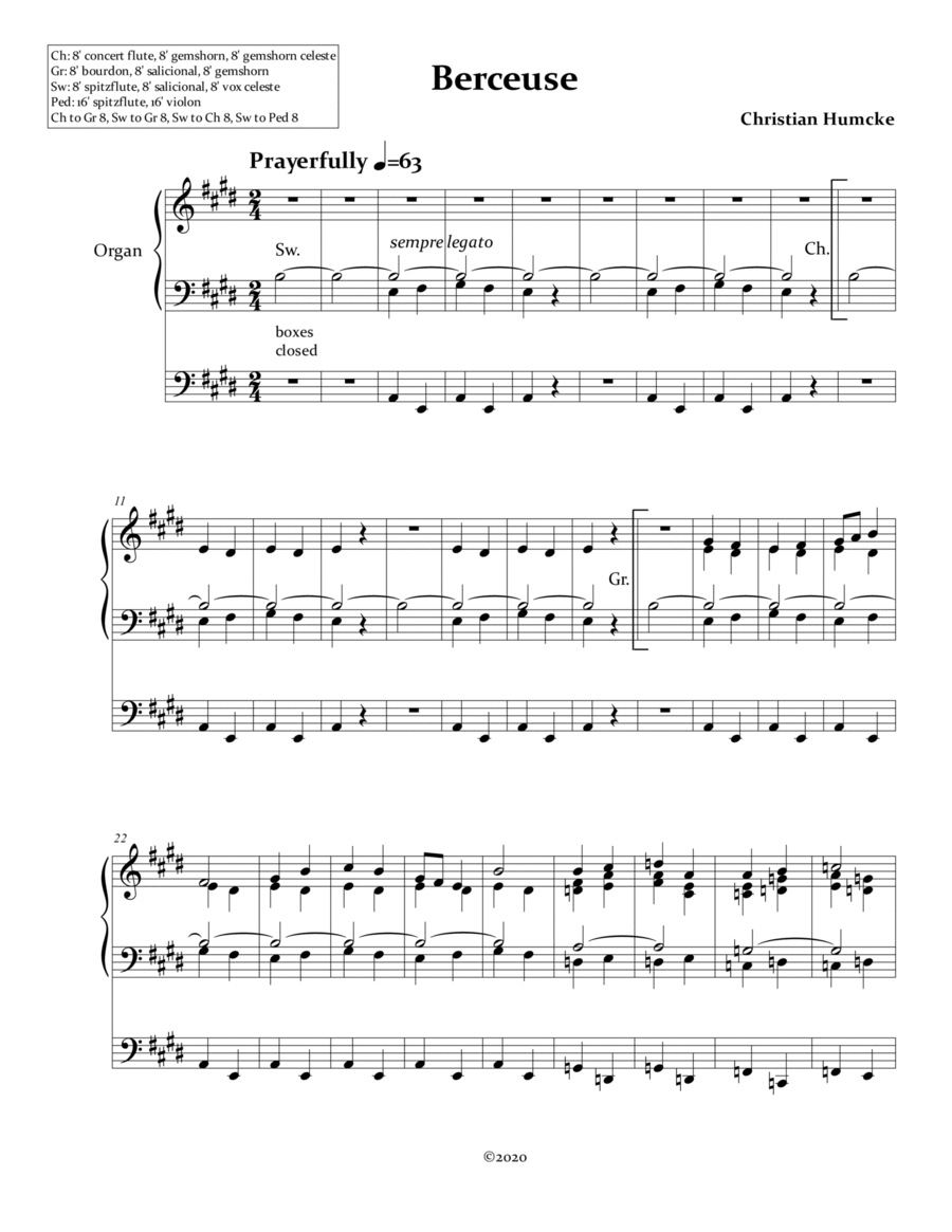 Berceuse Berceuse Organ Solo scores gallery preview page 1