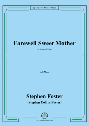 Book cover for S. Foster-Farewell Sweet Mother,in G Major