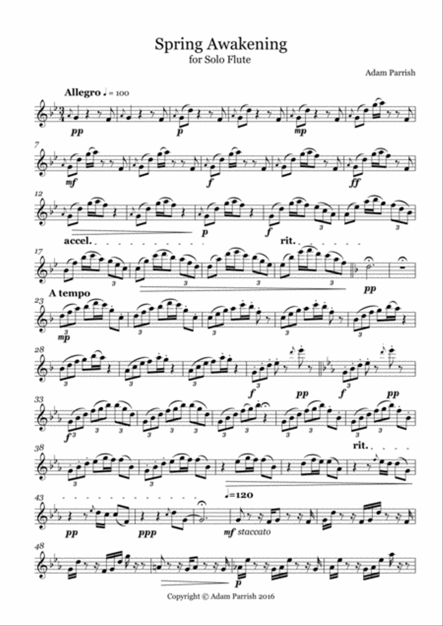 Spring Awakening Spring Awakening Flute Solo scores gallery preview page 1
