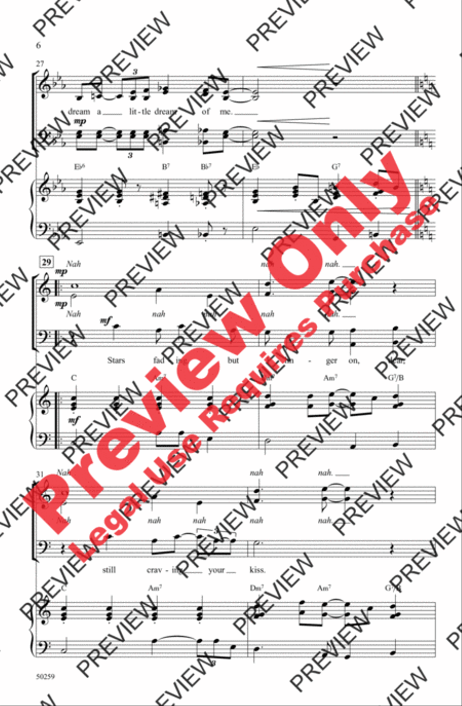 Dream a Little Dream of Me 4-Part scores gallery preview page 6