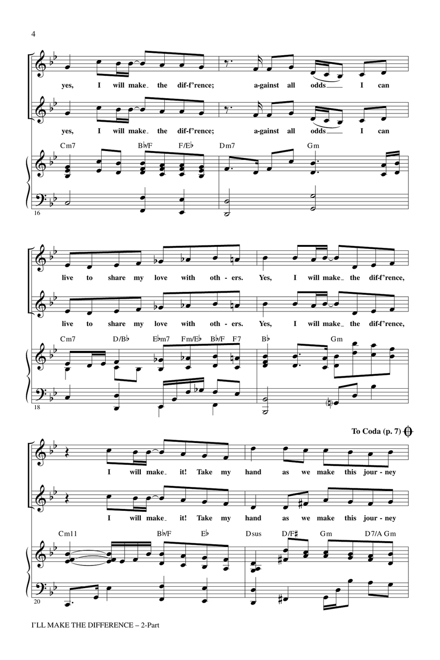 I'll Make The Difference (A Song Of Hope For Singers Around The World) 2-Part scores gallery preview page 3