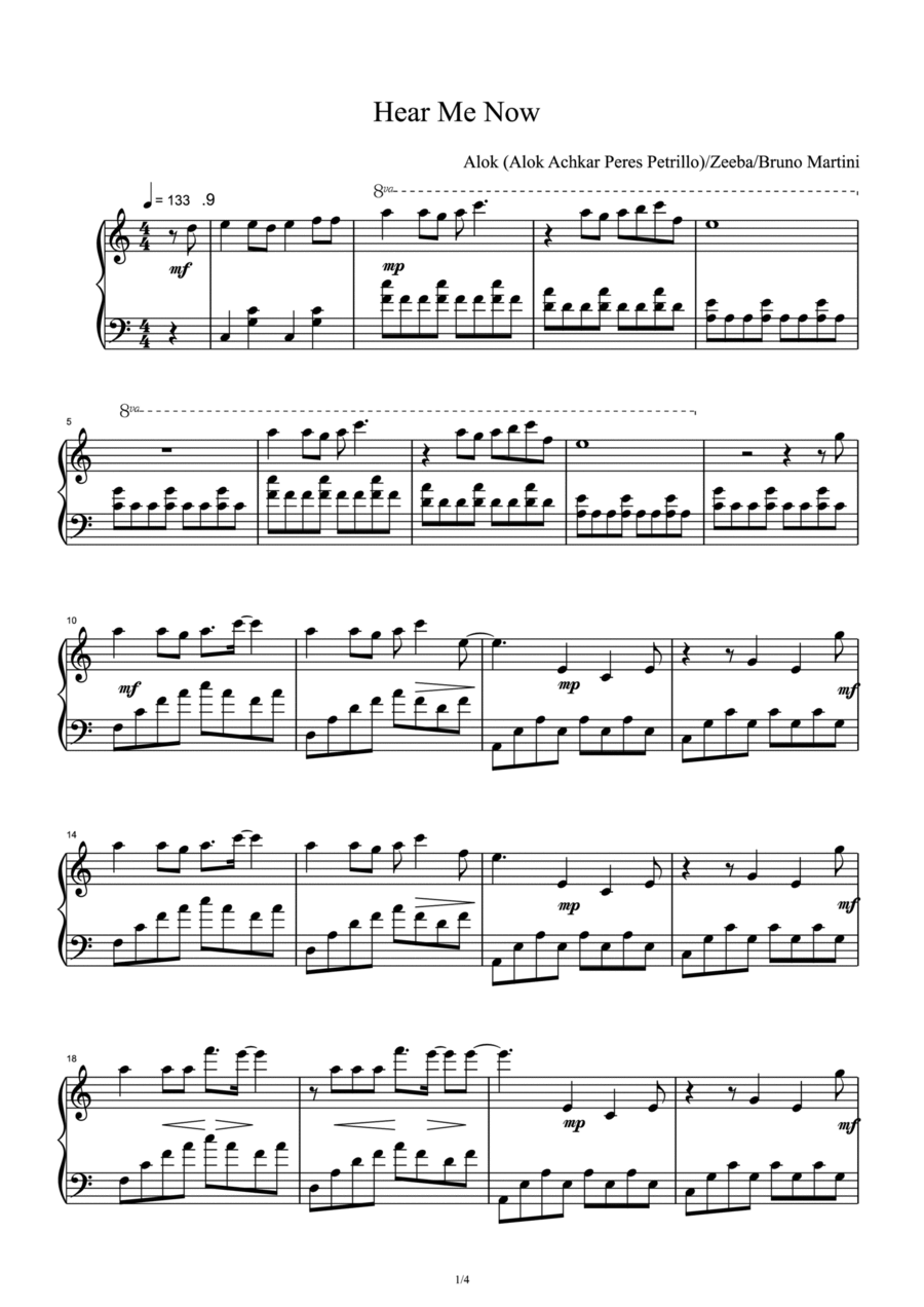 Hear Me Now Piano Solo scores gallery preview page 1