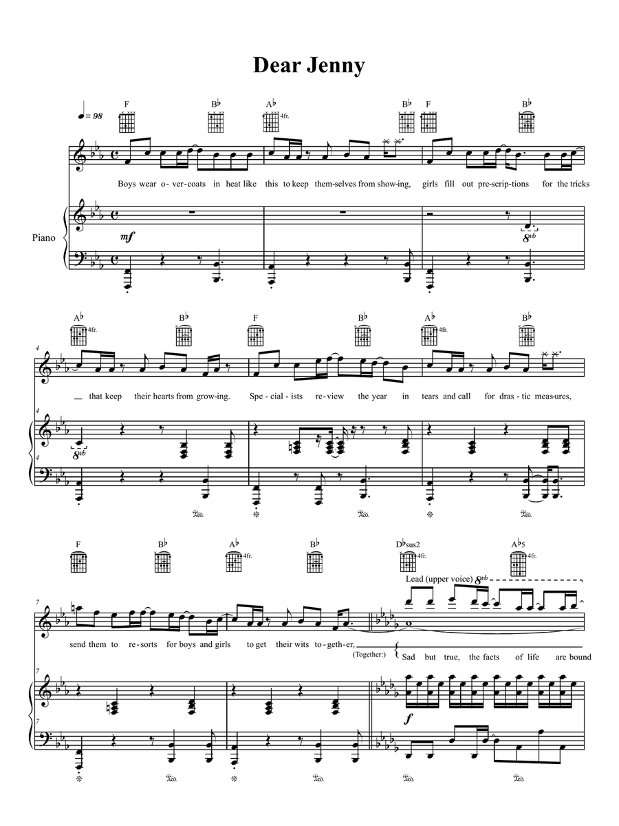 Dear Jenny Dear Jenny Piano, Vocal, Guitar scores gallery preview page 1