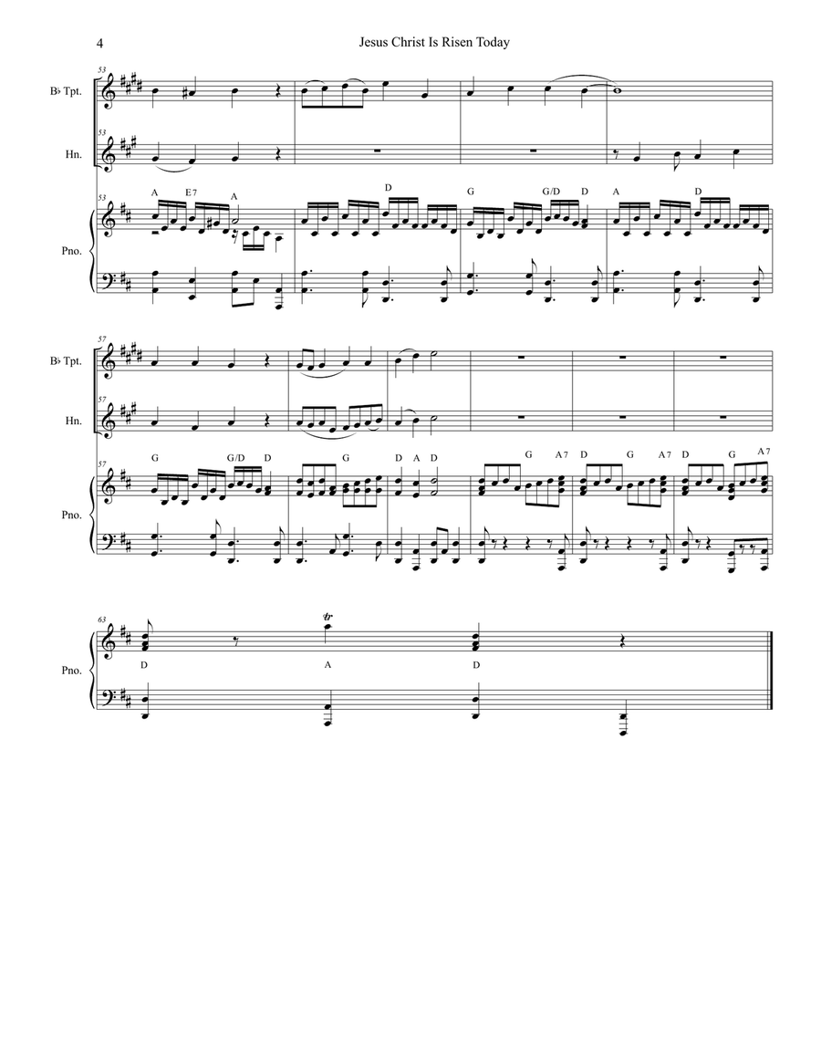 Jesus Christ Is Risen Today (Duet for Bb-Trumpet and French Horn) Jesus Christ Is Risen Today (Duet for Bb-Trumpet and French Horn) Brass Duet scores gallery preview page 5