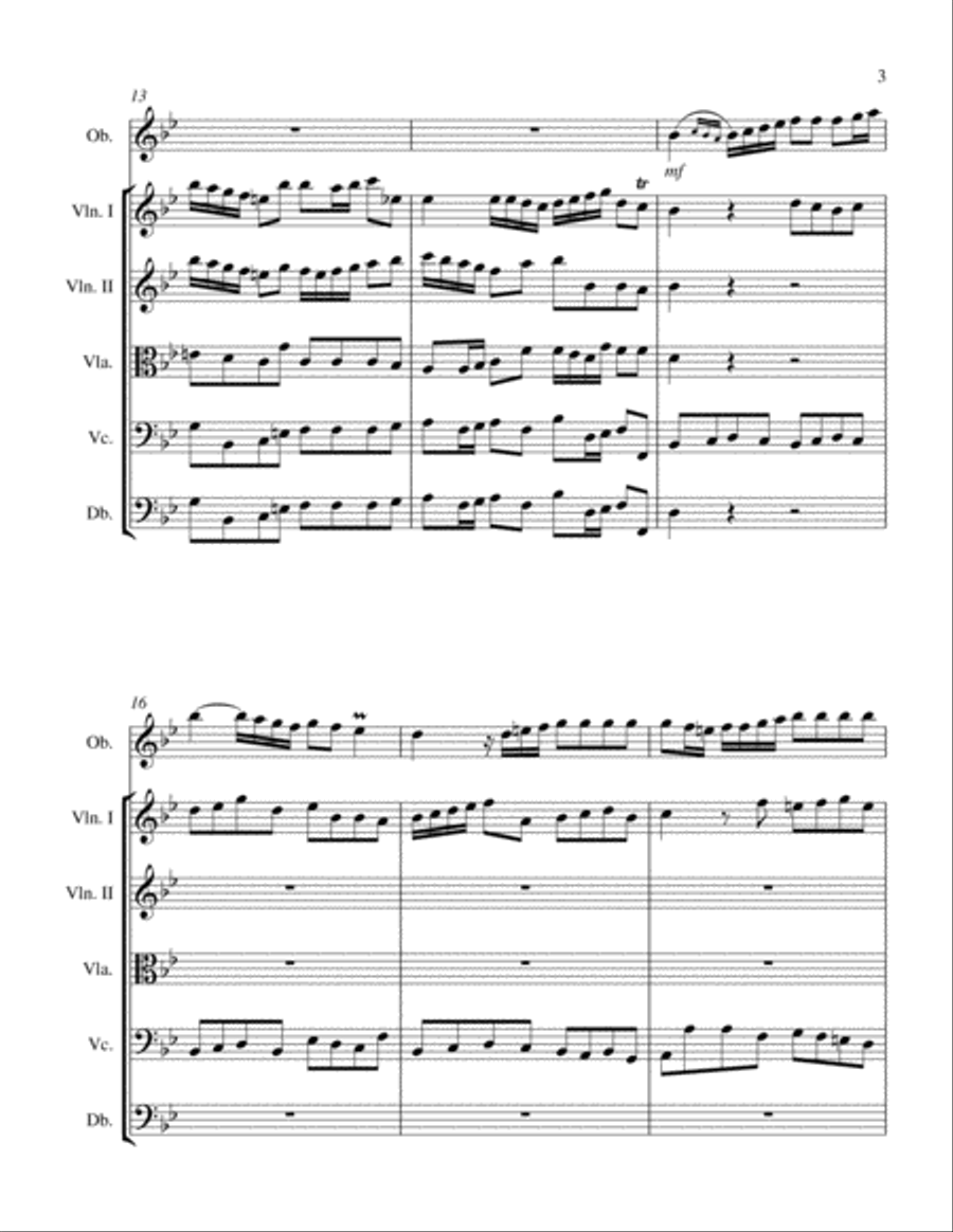 Concerto for Oboe in Bb Major, Op. 7 No. 3 and String Orchestra Chamber Orchestra scores gallery preview page 4