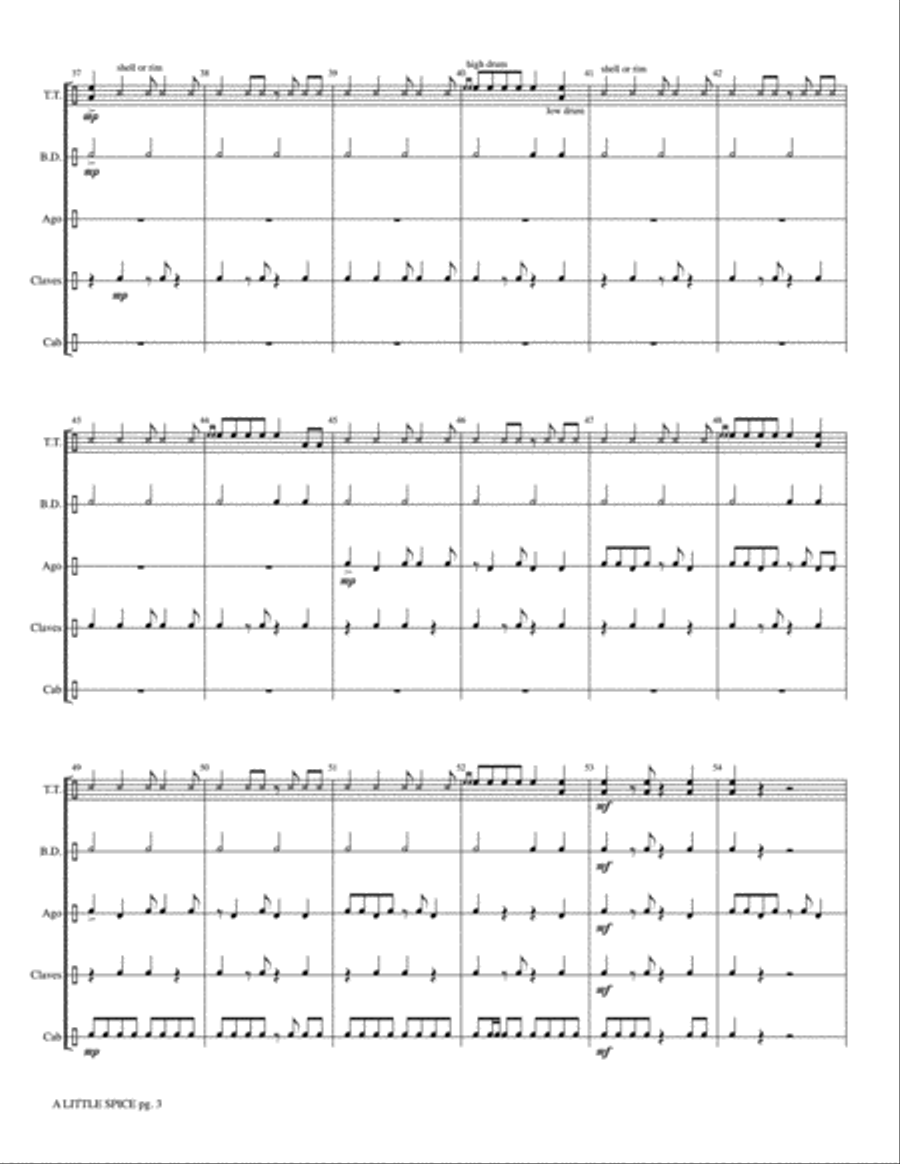 A Little Spice: Score Percussion Ensemble scores gallery preview page 4