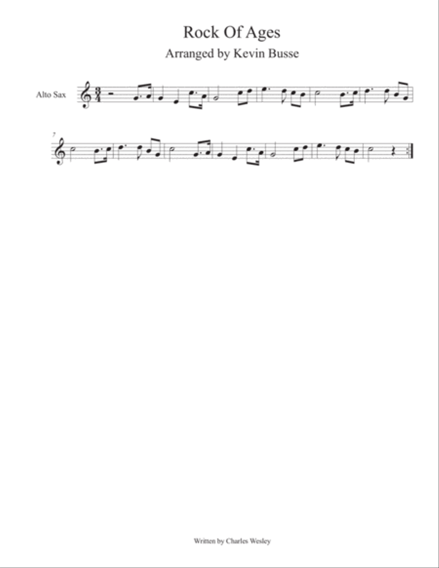 Rock Of Ages (Easy key of C) - Alto Sax Alto Saxophone scores gallery preview page 1