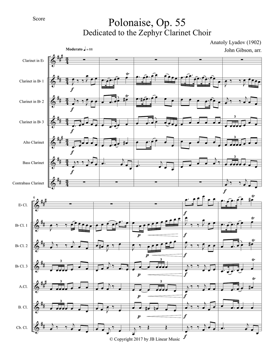 Lyadov Polonaise for Clarinet Choir Clarinet Choir scores gallery preview page 2