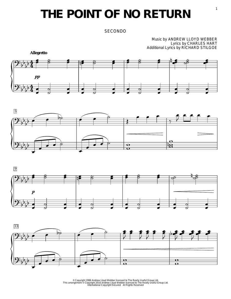 The Point Of No Return (from The Phantom Of The Opera) Piano Duet scores gallery preview page 1