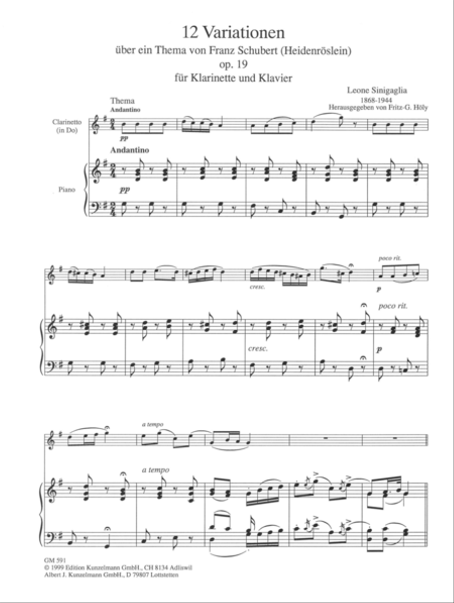 12 variations over 'Heidenröslein' by Franz Schubert Clarinet Solo scores gallery preview page 2