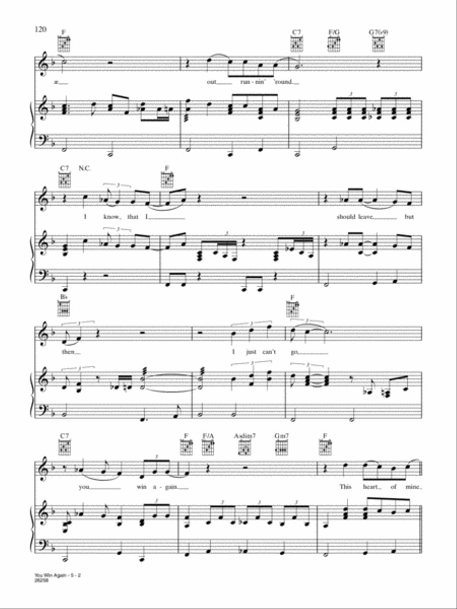 You Win Again Piano, Vocal, Guitar scores gallery preview page 2