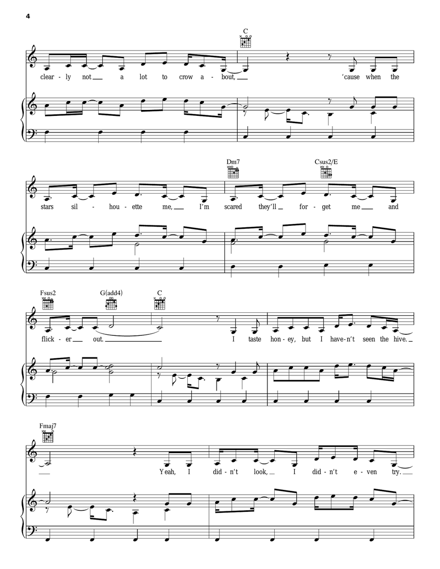 Honey And The Bee Piano, Vocal, Guitar scores gallery preview page 4