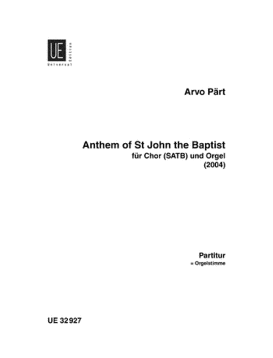 Anthem of St John the Baptist 4-Part scores gallery preview page 1