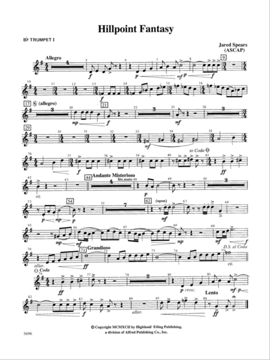 Hill Point Fantasy (Overture for Orchestra): 1st B-flat Trumpet Full Orchestra scores gallery preview page 1
