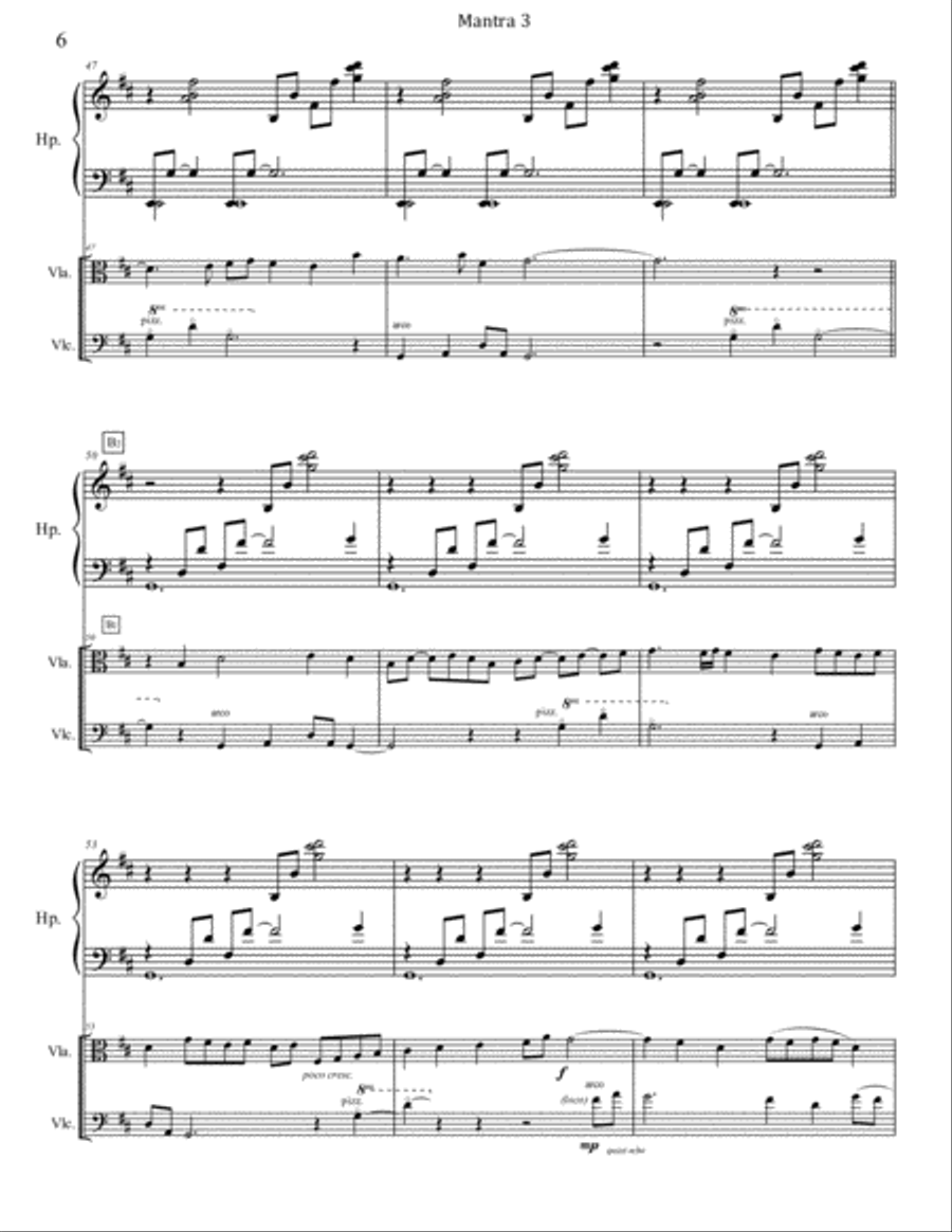 Mantra 3 for Harp, Viola, & Cello Small Ensemble scores gallery preview page 6