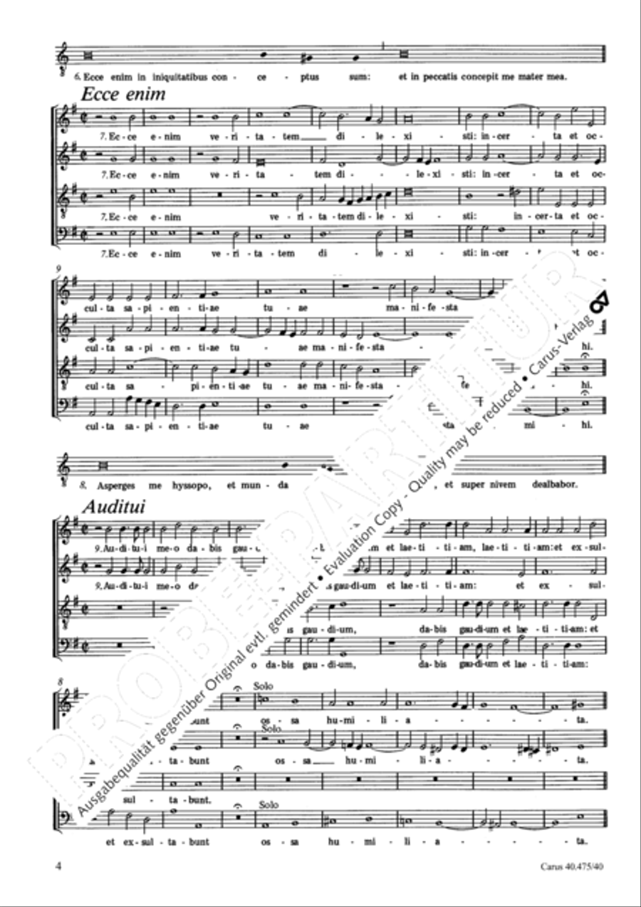 Miserere in E minor 4-Part scores gallery preview page 5