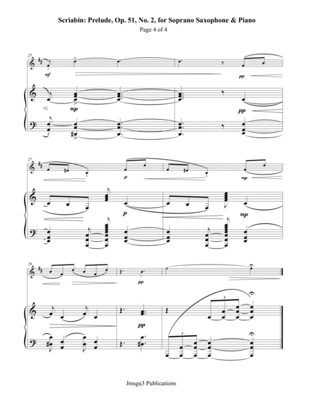 Scriabin: Prelude, Op. 51, No. 2, for Soprano Saxophone & Piano image number null
