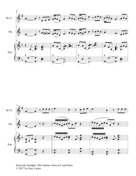 HEAVENLY SUNLIGHT (Trio - Bb Clarinet, Horn in F & Piano with Score/Parts) image number null