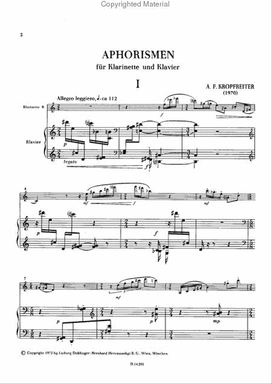Aphorismen Clarinet Solo scores gallery preview page 2