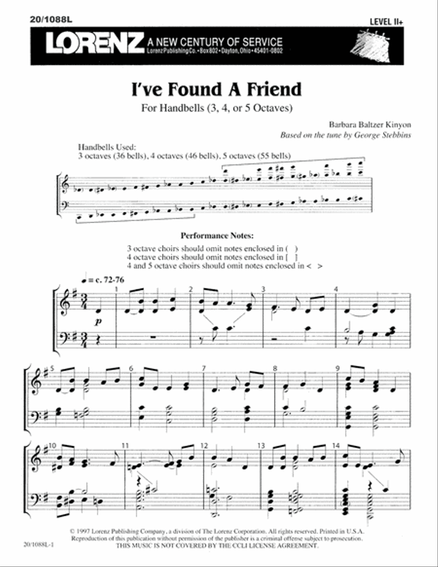 I've Found a Friend 5-Octaves scores gallery preview page 1