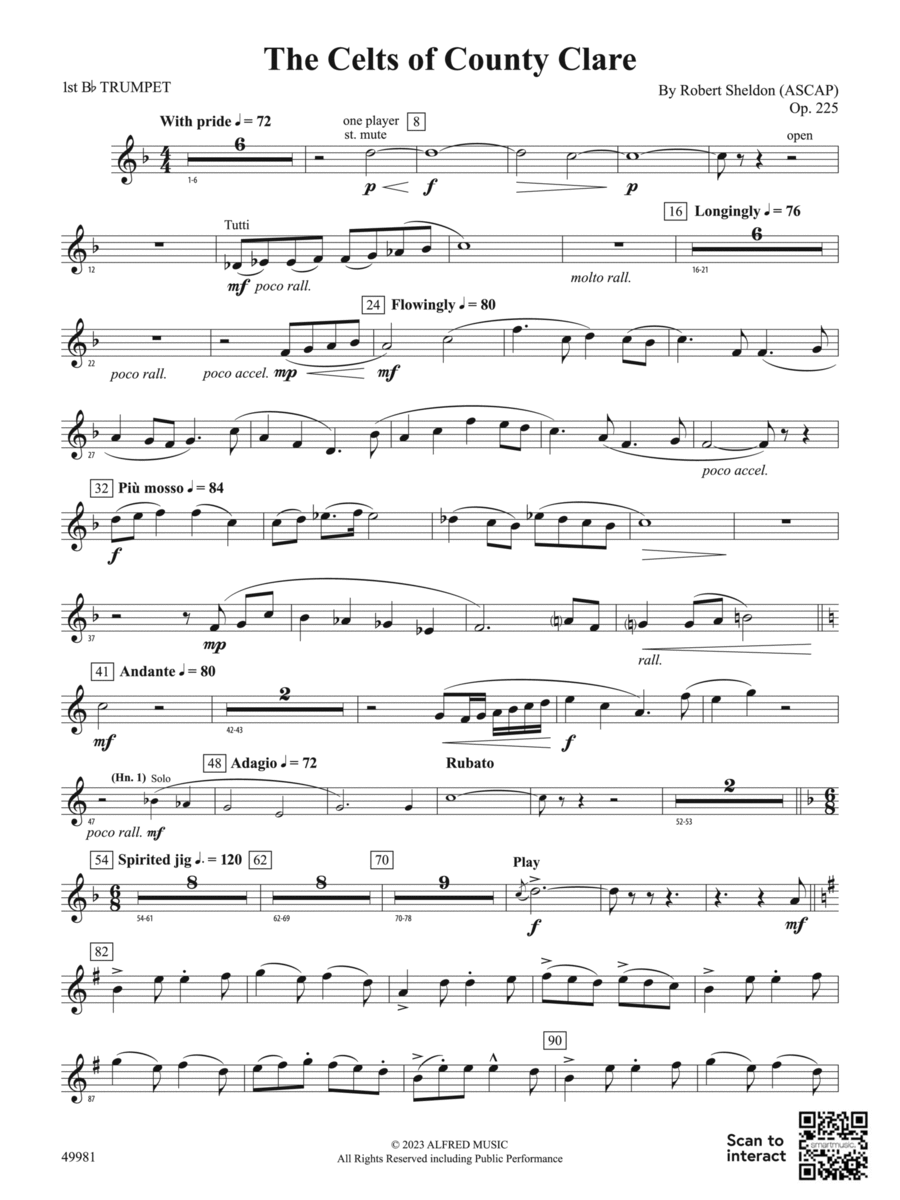 The Celts of County Clare: 1st B-flat Trumpet Concert Band scores gallery preview page 1