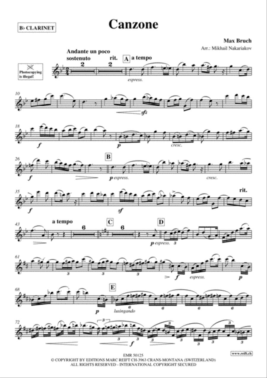 Canzone Clarinet Solo scores gallery preview page 3