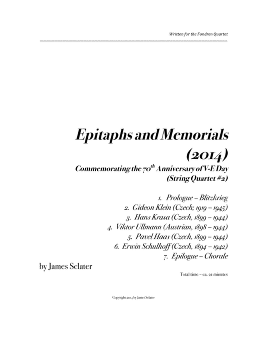 Epitaphs and Memorials (2014) (String Quartet #2) image number null