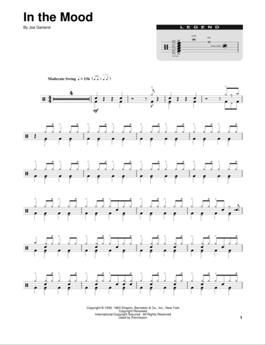 In The Mood In The Mood Drum Set scores gallery preview page 1