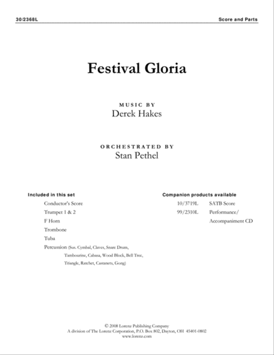 Festival Gloria - Brass and Percussion Score and Parts Horn scores gallery preview page 1