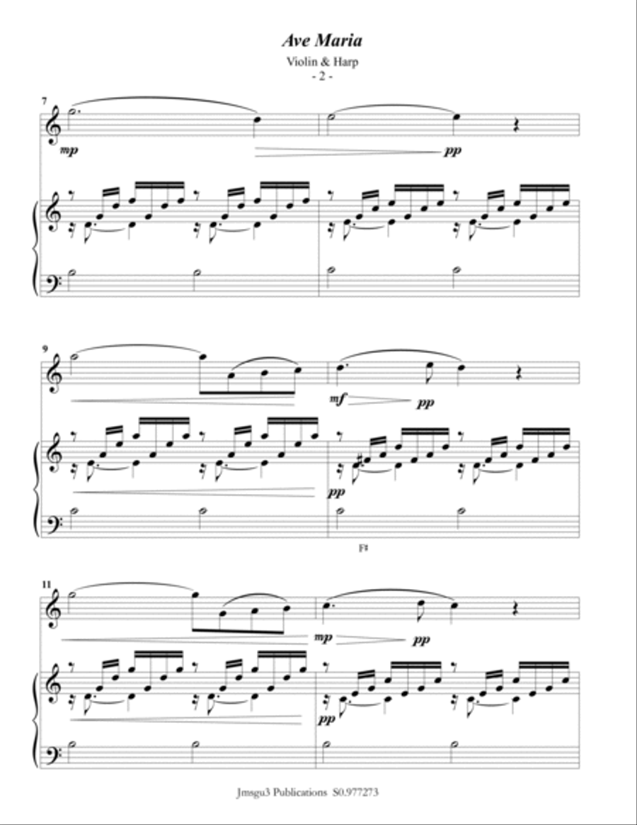 Bach-Gounod: Ave Maria for Violin & Harp String Duet scores gallery preview page 2