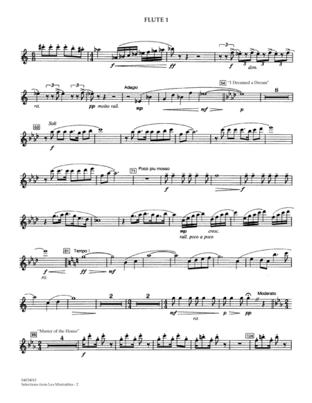 Selections from Les Misérables (arr. Warren Barker) - Flute 1