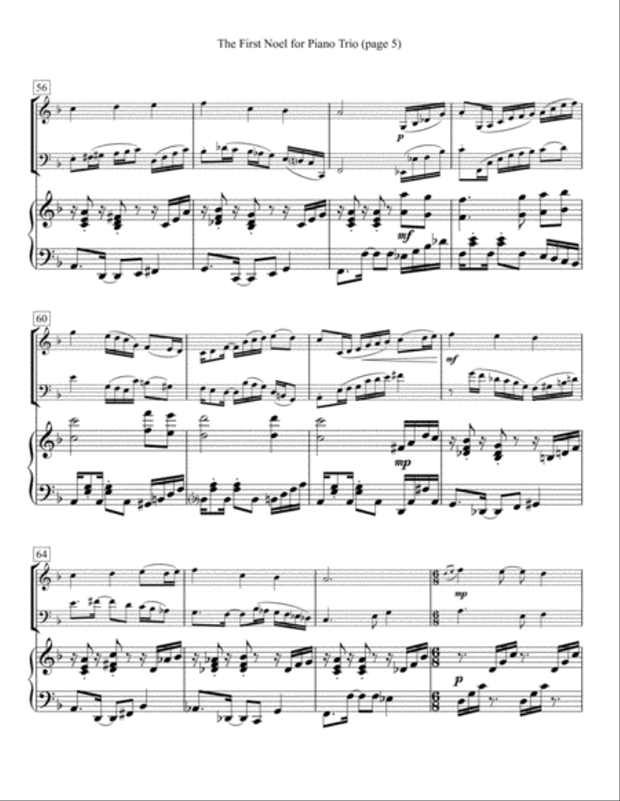 The First Noel for Piano Trio Piano Trio scores gallery preview page 5